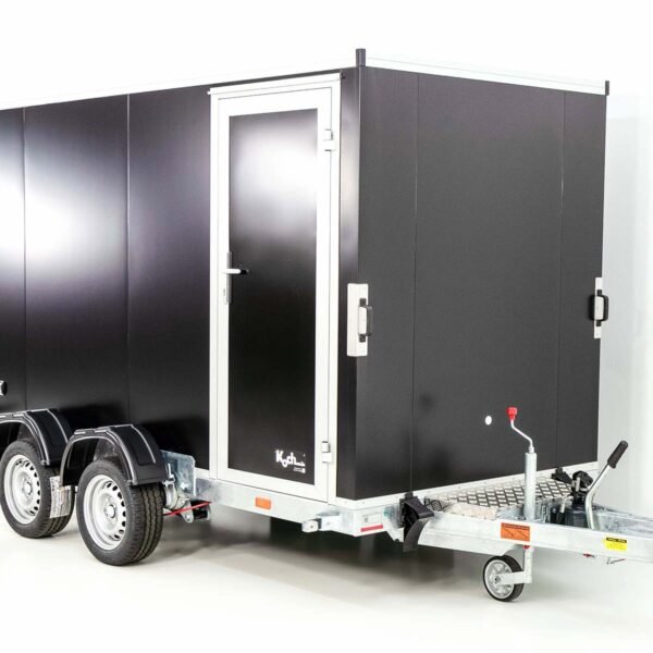 Vezeko remolque de plataforma abatible 157x344cm Altura: 190cm 2,7t | Puerta | Negro